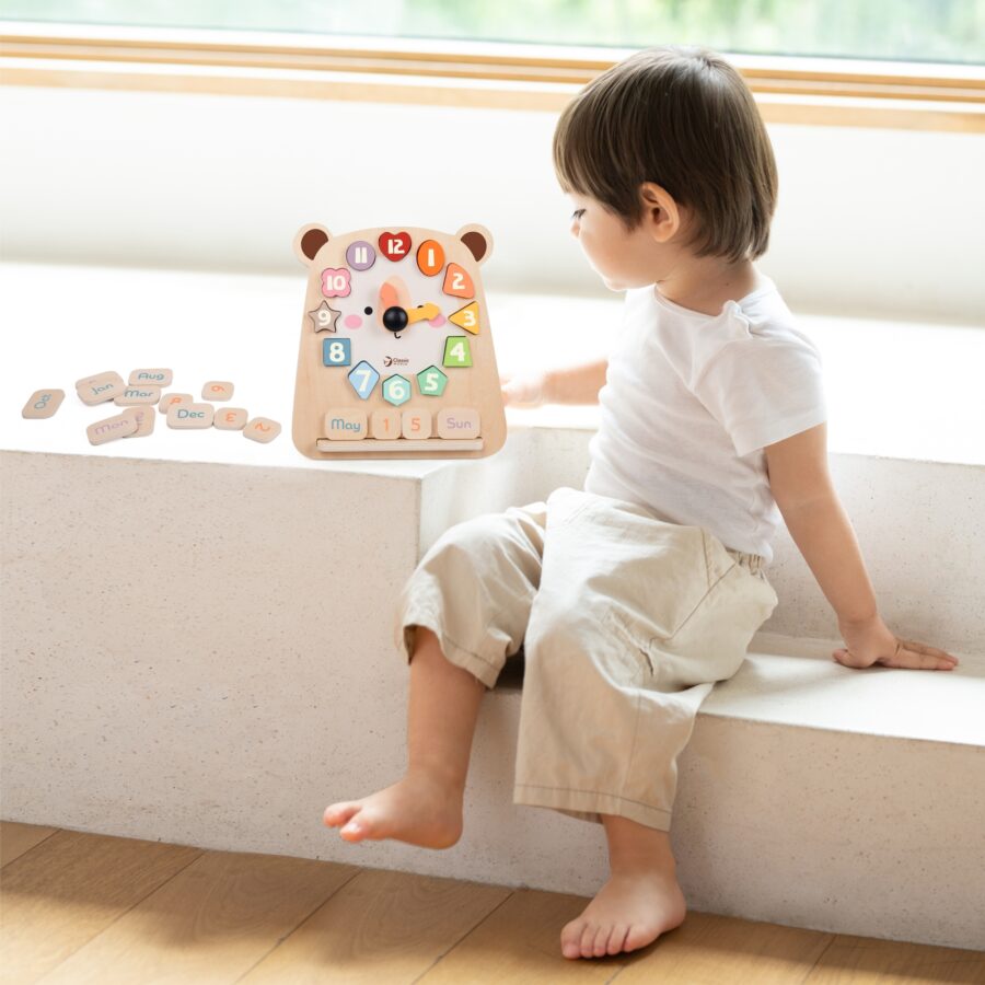 CLASSIC WORLD Zegar Miś Montessori Edukacyjny 3w1 Nauka Czasu Liczenia i Daty