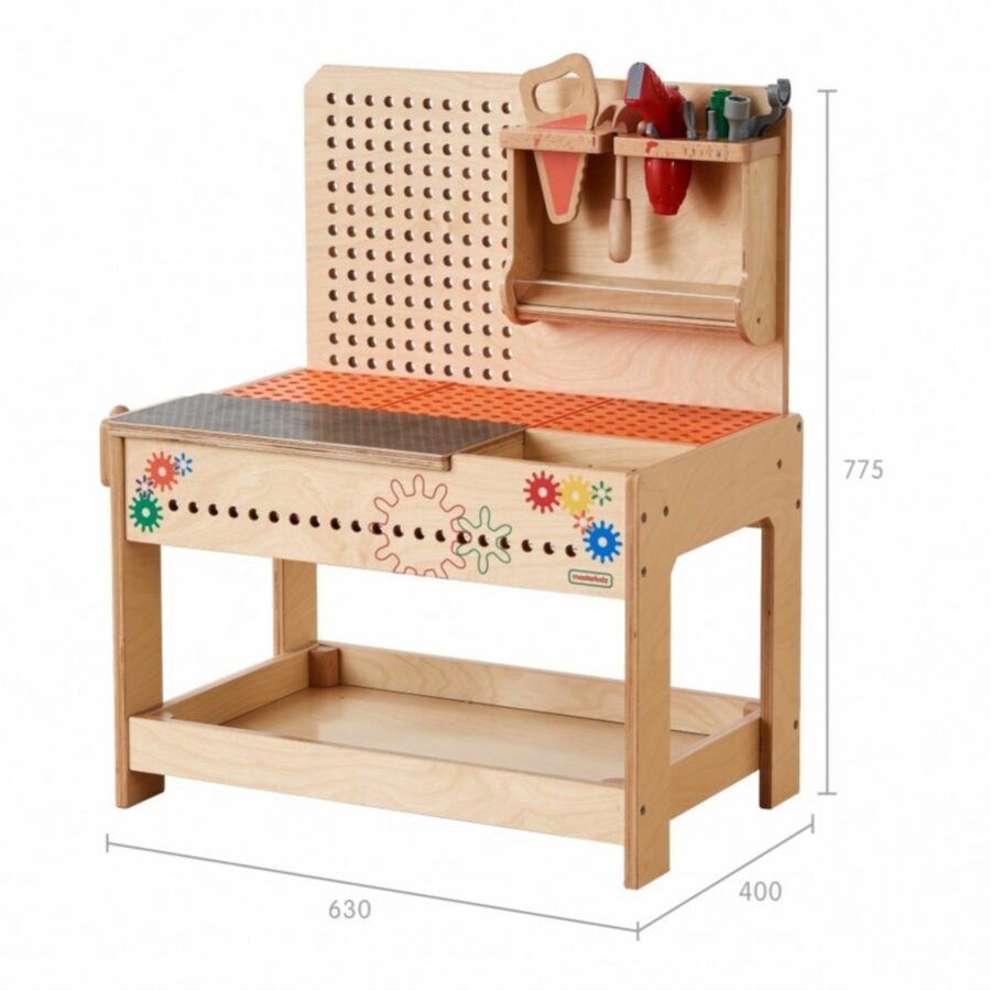 MASTERKIDZ Drewniany Warsztat Montessori STEM z Narzędziami + Akcesoria
