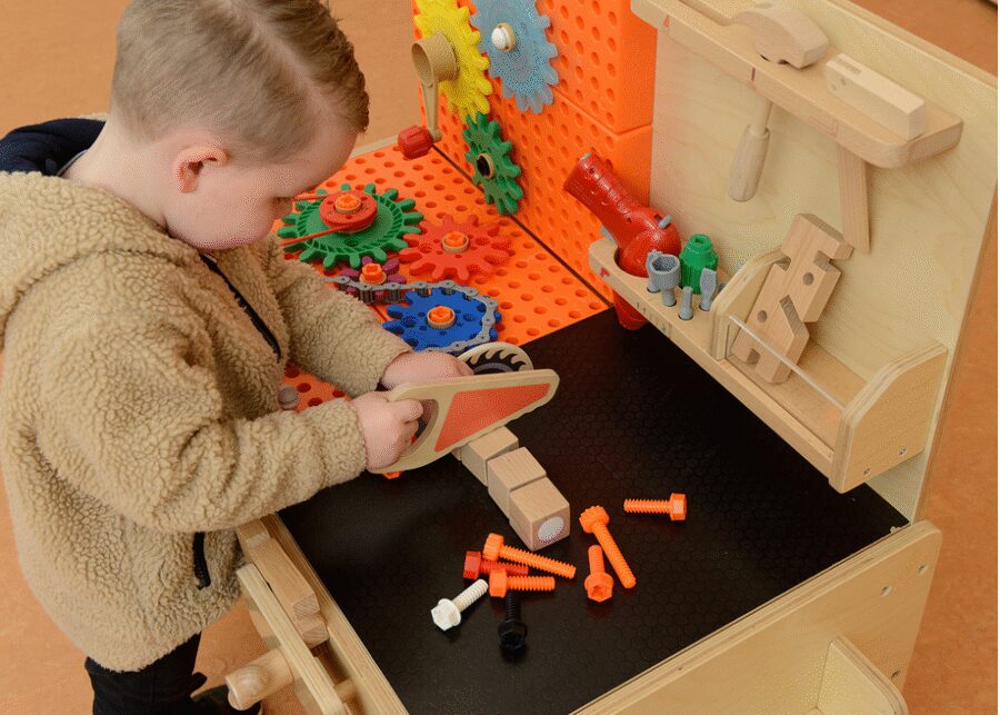 MASTERKIDZ Drewniany Warsztat XXL Montessori STEM z Narzędziami + Akcesoria