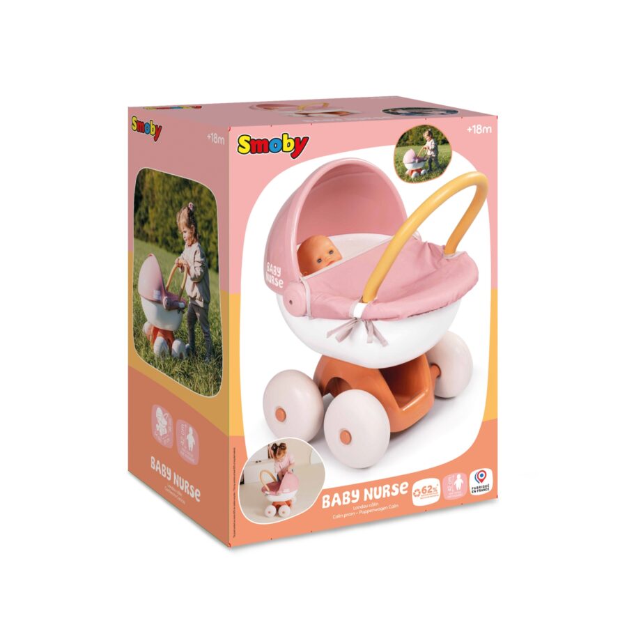 SMOBY Baby Nurse Wózek Głęboki z Plastikowym Daszkiem