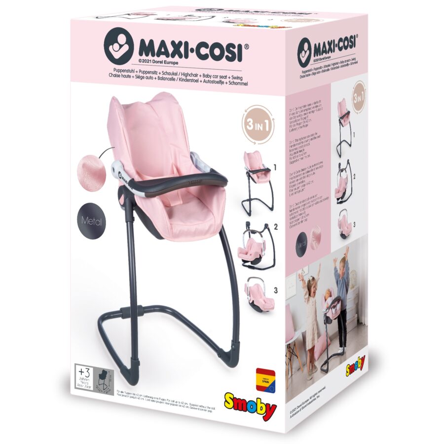 SMOBY Krzesełko do karmienia Maxi Cosy Quinny 3w1 dla lalki Nosidełko Bujak