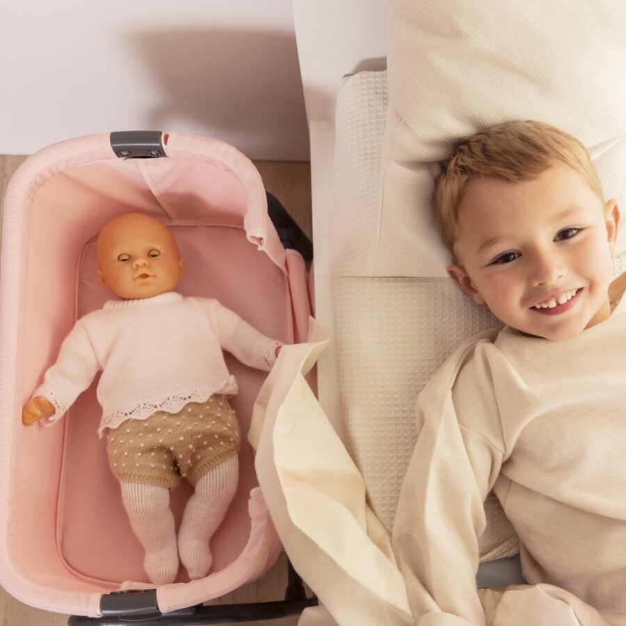 SMOBY Łóżeczko Maxi-Cosi Quinny dla Lalek 38 cm ze Schowkiem i Regulacją Wysokości