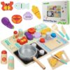 TOOKY TOY Drewniana Kuchnia z Akcesoriami - Zestaw Małego Kucharza
