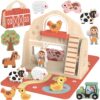 TOOKY TOY Drewniana Składana Farma w Walizce ze Zwierzątkami