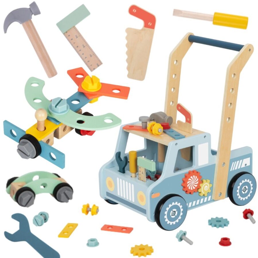 TOOKY TOY Drewniany Chodzik Samochód Mini Warsztat STEM