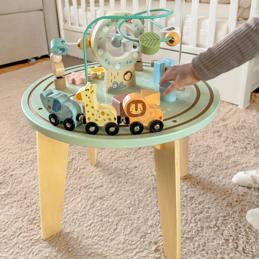 TOOKY TOY Drewniany Stół Aktywności Montessori Pętla Motoryczna