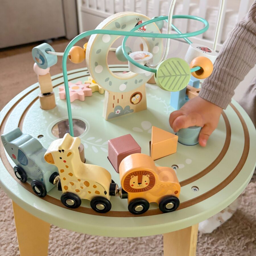 TOOKY TOY Drewniany Stół Aktywności Montessori Pętla Motoryczna