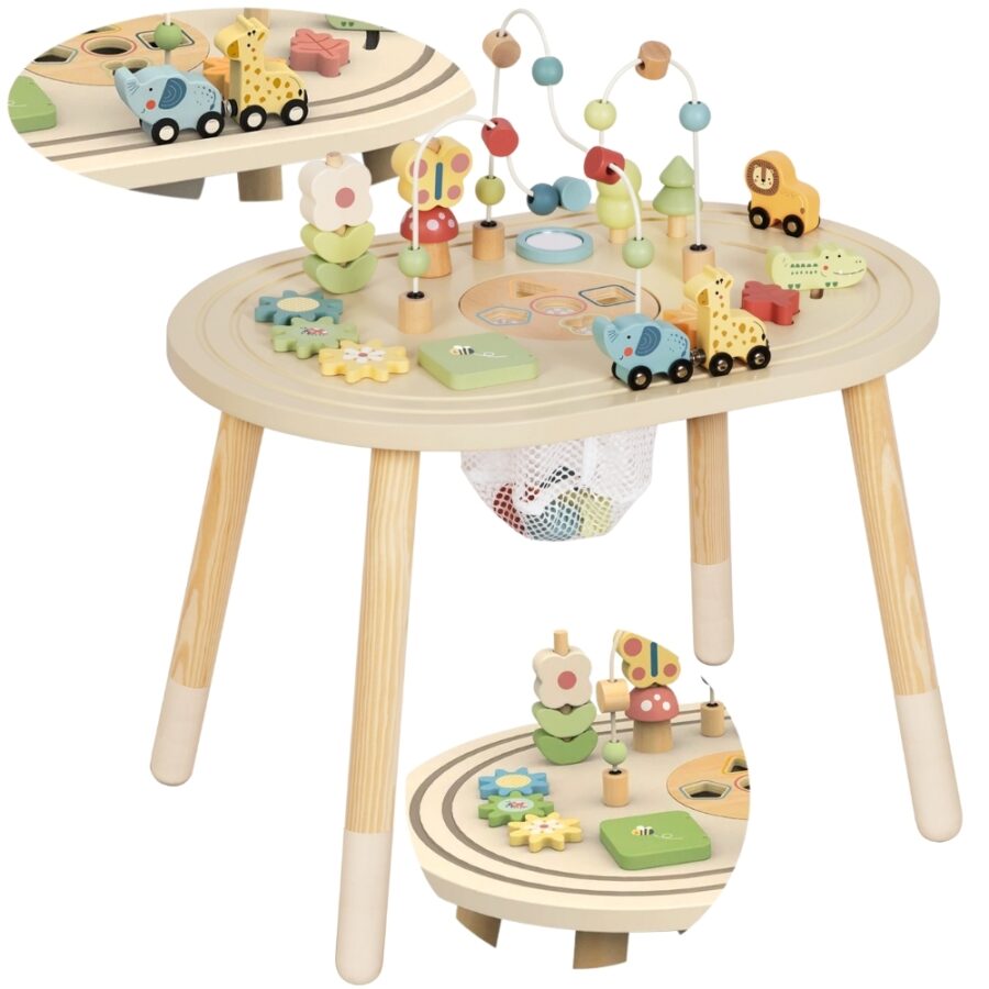 TOOKY TOY Drewniany Stolik Aktywności Safari