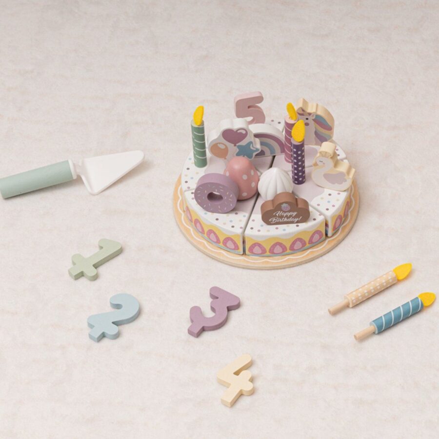 TOOKY TOY Drewniany Tort Urodzinowy Krajalny Na Rzepy