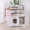 TOOKY TOY Duża Drewniana Multifunkcyjna Kuchnia Nowoczesna Akcesoria