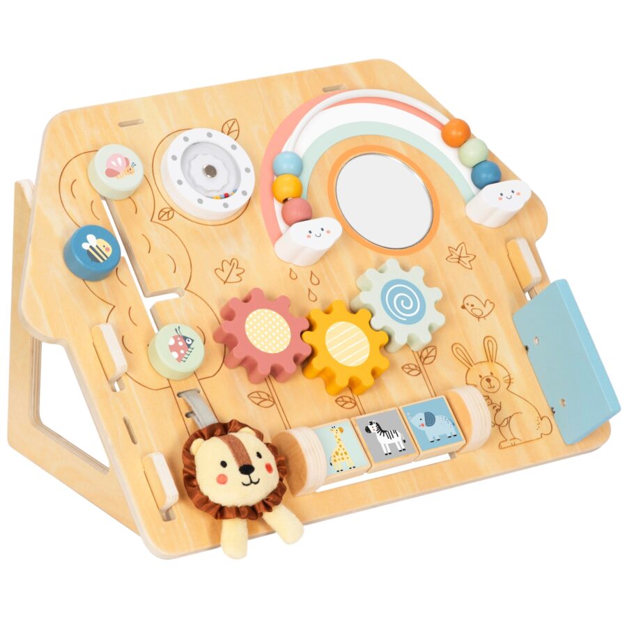 TOOKY TOY Duża Drewniana Tablica Manipulacyjna Domek - Centrum Aktywności