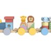 TOOKY TOY Kolejka Drewniana ze Zwierzątkami  Klocki Układanka Montessori