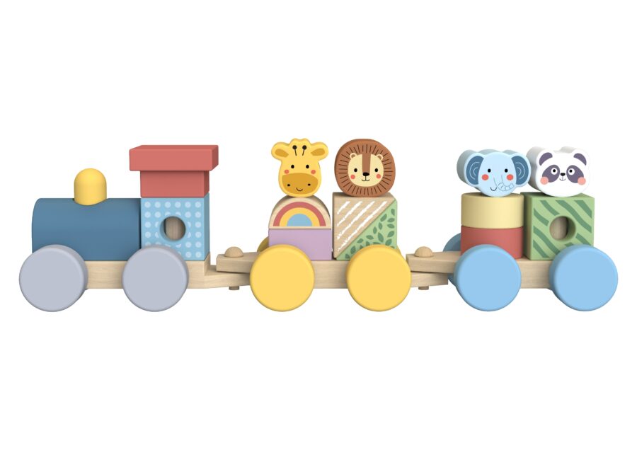 TOOKY TOY Kolejka Drewniana ze Zwierzątkami  Klocki Układanka Montessori