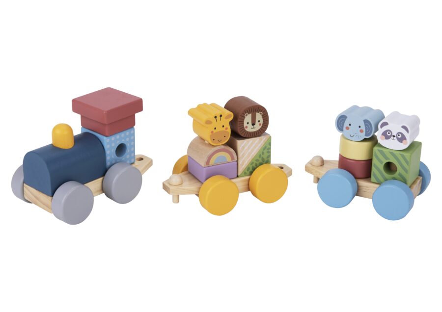 TOOKY TOY Kolejka Drewniana ze Zwierzątkami  Klocki Układanka Montessori