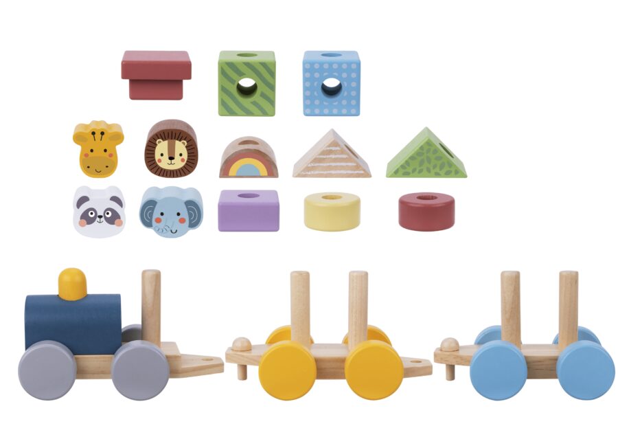TOOKY TOY Kolejka Drewniana ze Zwierzątkami  Klocki Układanka Montessori