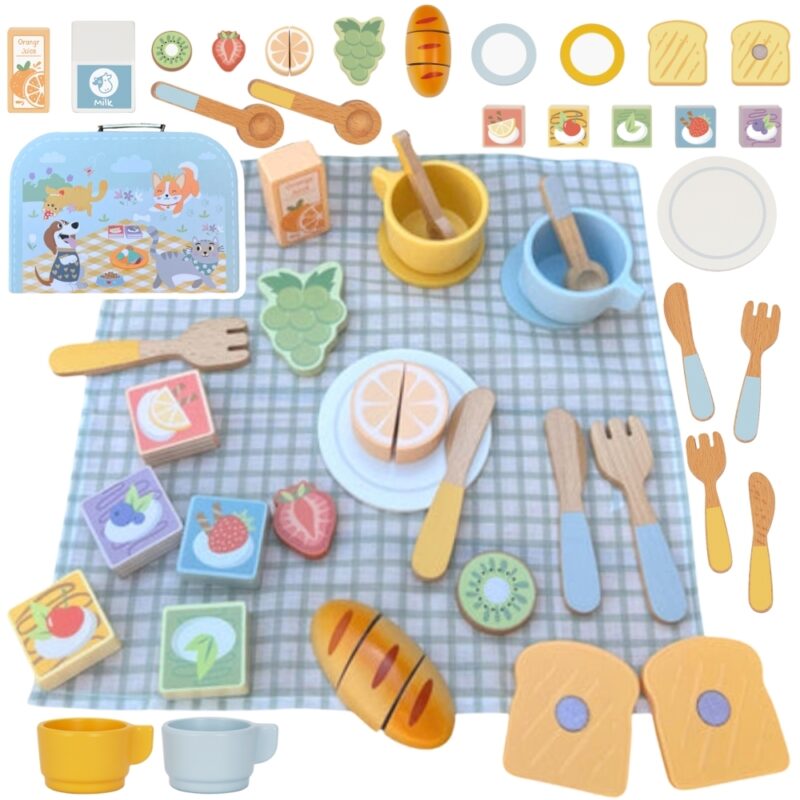 TOOKY TOY Zestaw Piknikowy Owoce do Krojenia Zestaw Śniadaniowy