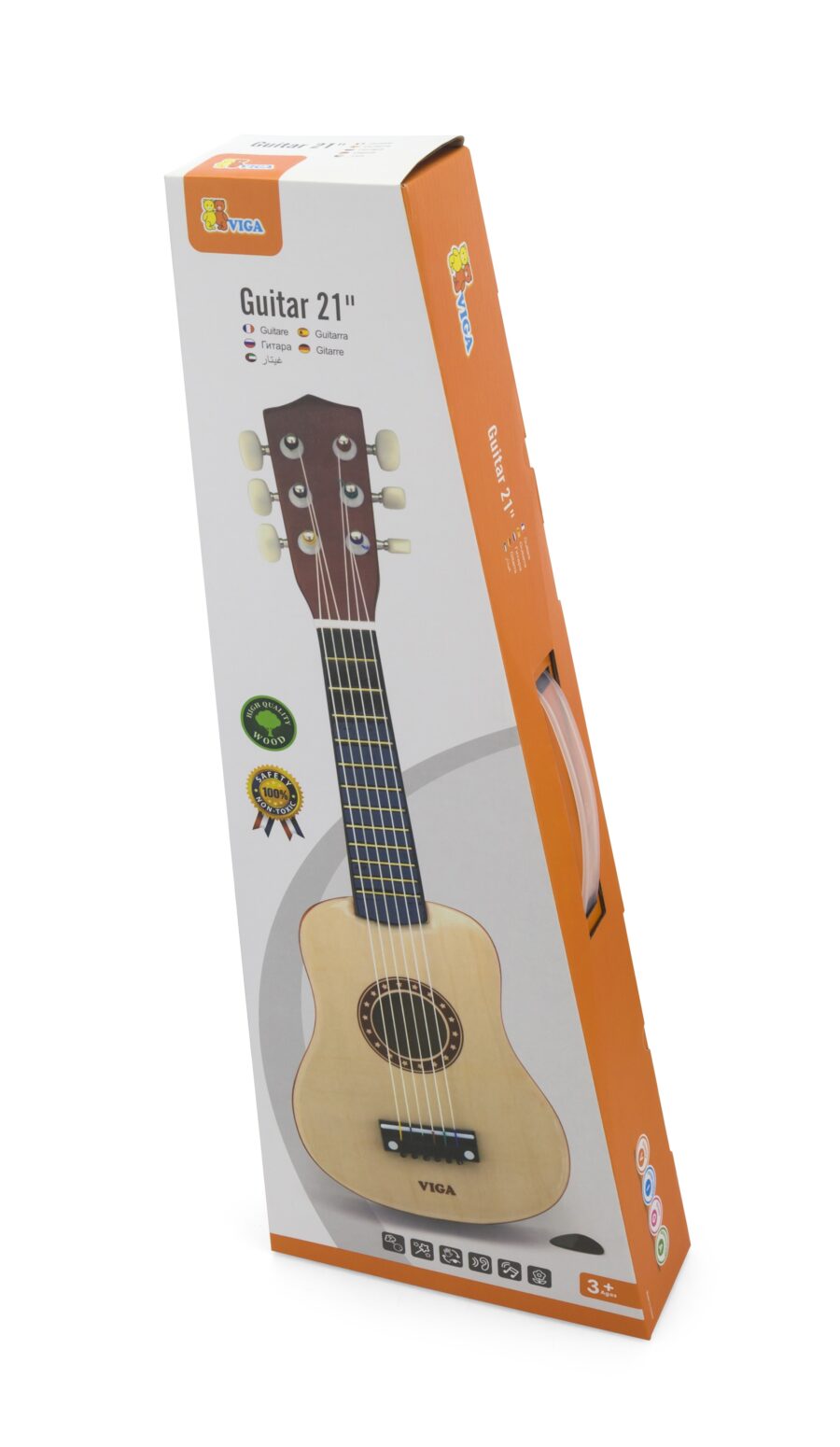 Viga Drewniana gitara dla dzieci Naturalna 21 cali 6 strun