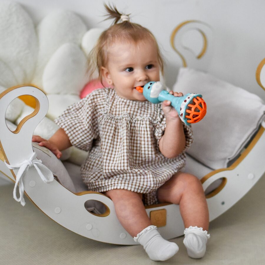 WOOPIE BABY Grzechotka Żyrafka Sensoryczna Gryzak z Muzyką Montessori 1 szt.