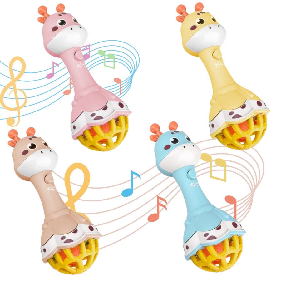 WOOPIE BABY Grzechotka Żyrafka Sensoryczna Gryzak z Muzyką Montessori 1 szt.