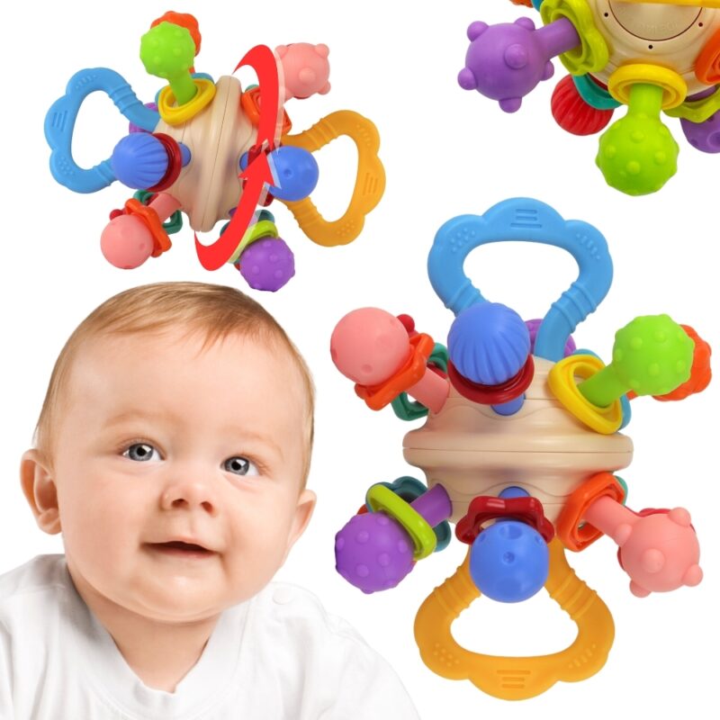 WOOPIE BABY Miękka Grzechotka 2w1 Gryzak Zabawka Sensoryczna dla Niemowląt 0m+ WOOPIE BABY Miękka Grzechotka 2w1 Gryzak Zabawka Sensoryczna dla Niemowląt 0m+