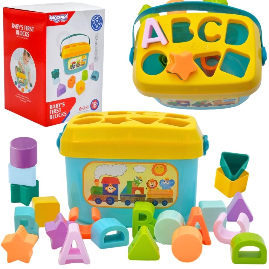WOOPIE BABY Sorter 2w1 Skrzynka Walizka + Nauka Alfabetu i Kształtów