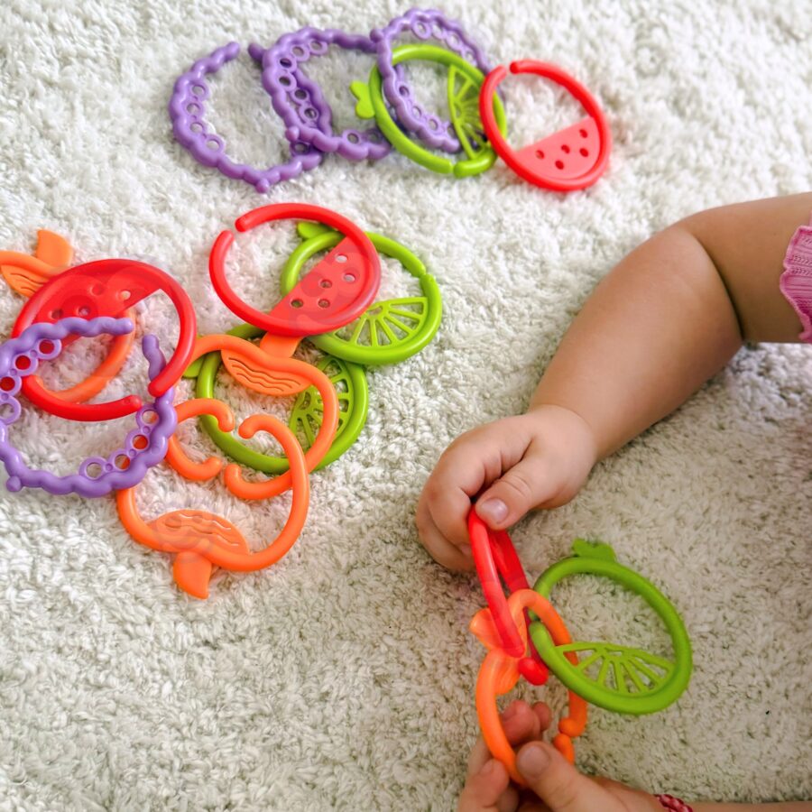 WOOPIE BABY Zabawka Sensoryczna Gryzaki dla Niemowląt Zawieszki Owoce Łańcuszek 4 el.