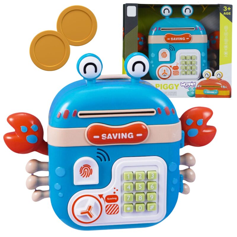 WOOPIE Elektroniczna Skarbonka Sejf Bankomat na Pin Kod Dostępu Krab Plecak Niebieski WOOPIE Elektroniczna Skarbonka Sejf Bankomat na Pin Kod Dostępu Krab Plecak Niebieski