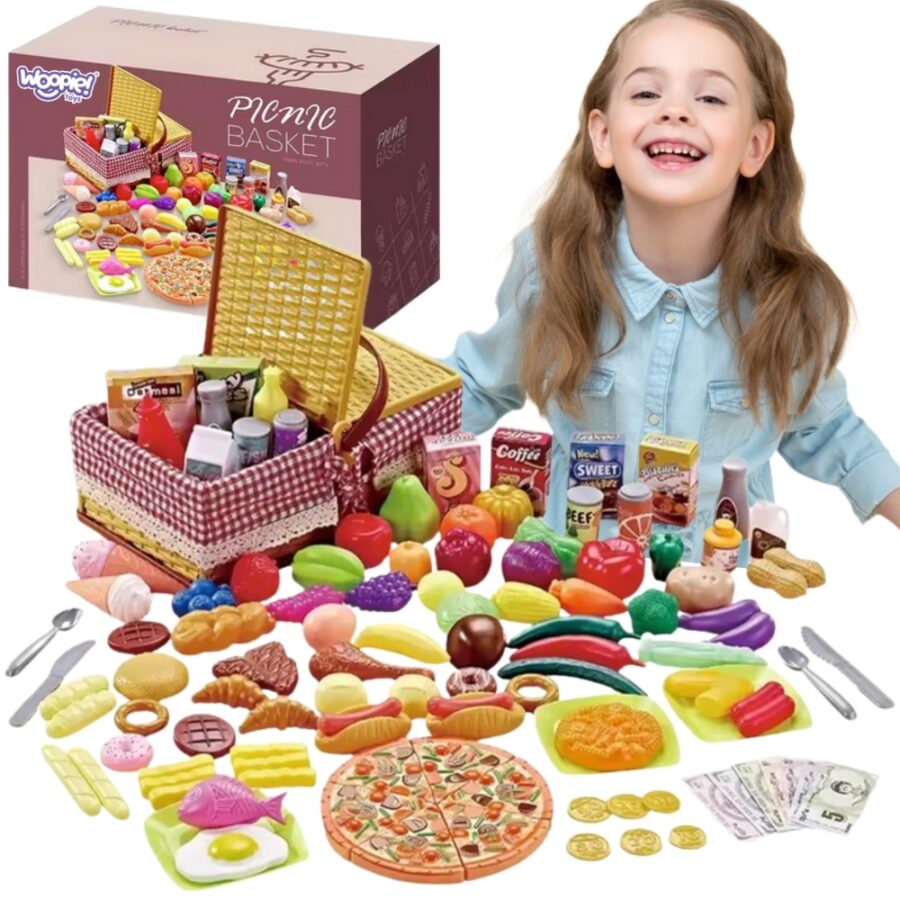 WOOPIE Kosz Piknikowy Owoce Warzywa Fast Food Zestaw XXL 103el.
