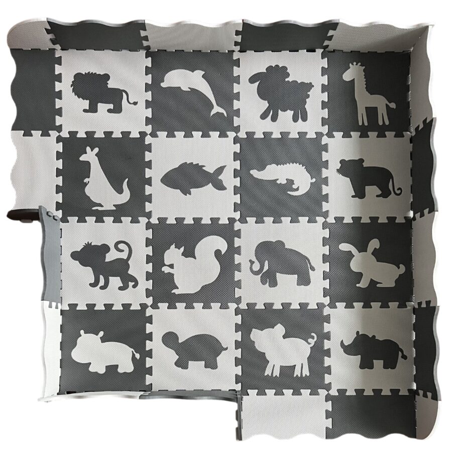 WOOPIE Mata Piankowa Kontrastowa Zwierzęta Puzzle Kojec