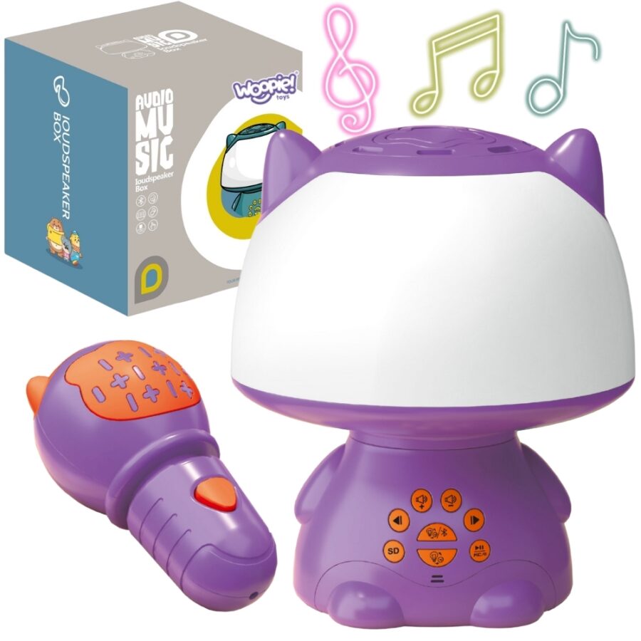 WOOPIE Multifunkcyjna Lampka RGB Głośnik Bluetooth Karaoke Modulator Głosu Karta SD Fioletowa