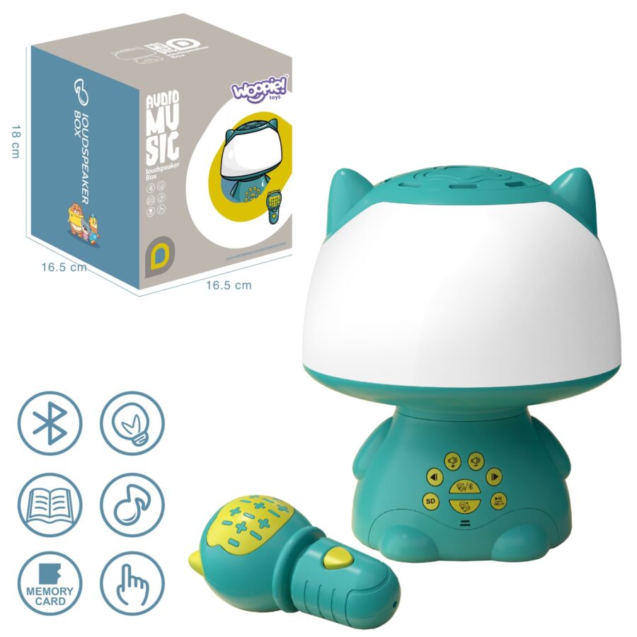 WOOPIE Multifunkcyjna Lampka RGB Głośnik Bluetooth Karaoke Modulator Głosu Karta SD Turkusowa