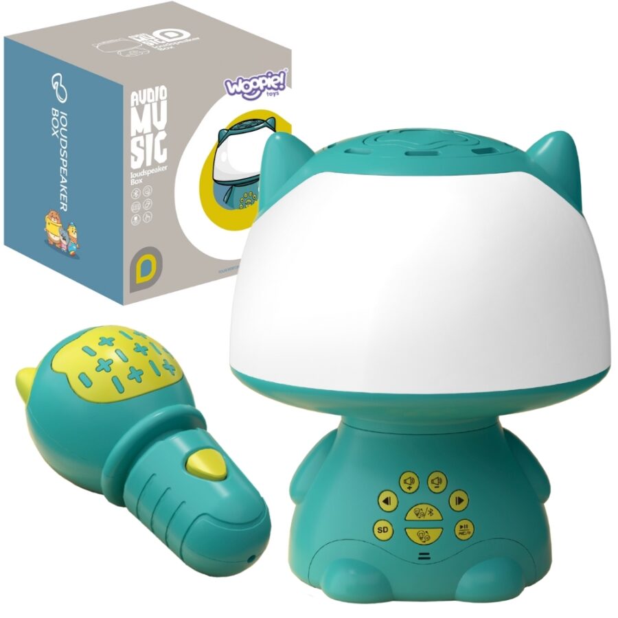 WOOPIE Multifunkcyjna Lampka RGB Głośnik Bluetooth Karaoke Modulator Głosu Karta SD Turkusowa
