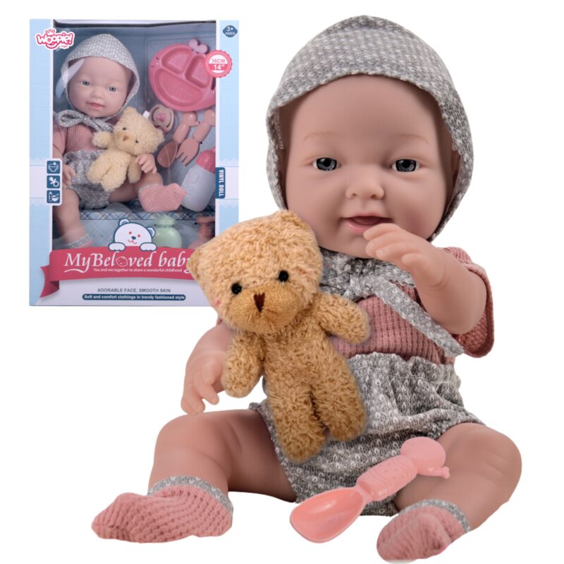 WOOPIE ROYAL Lalka Bobas 36 cm w Ubranku z Misiem Akcesoria do Karmienia WOOPIE ROYAL Lalka Bobas 36 cm w Ubranku z Misiem Akcesoria do Karmienia