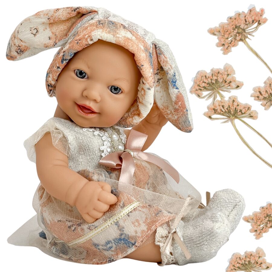 WOOPIE ROYAL Lalka Bobas Vintage 24 cm w Sukience i Czapeczce Króliczka