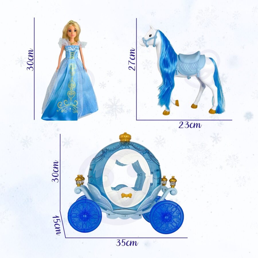 WOOPIE ROYAL Lalka Lodowa Księżniczka Lily i Magiczny Duży Powóz Karoca Akcesoria