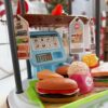 WOOPIE Sklep Fast Food na Kółkach Wózek Walizka 59 akc. 4w1