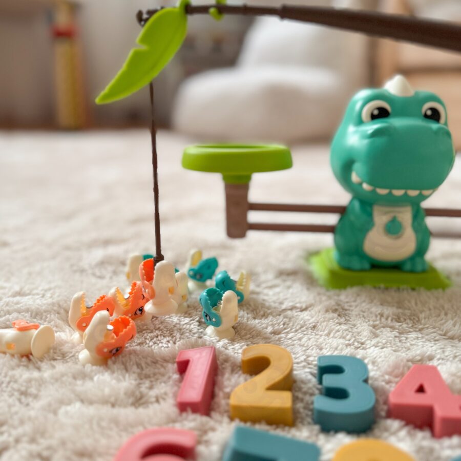 WOOPIE Waga Szalkowa Równoważnia Gra Łowienie Dinozaurów Rybek Nauka Liczydło