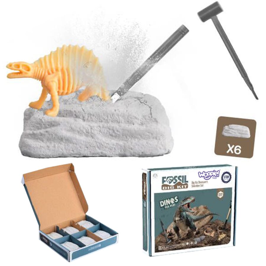 WOOPIE Wykopaliska Dinozaurów 6 Losowych Figurek Szkieletów Dinozaurów