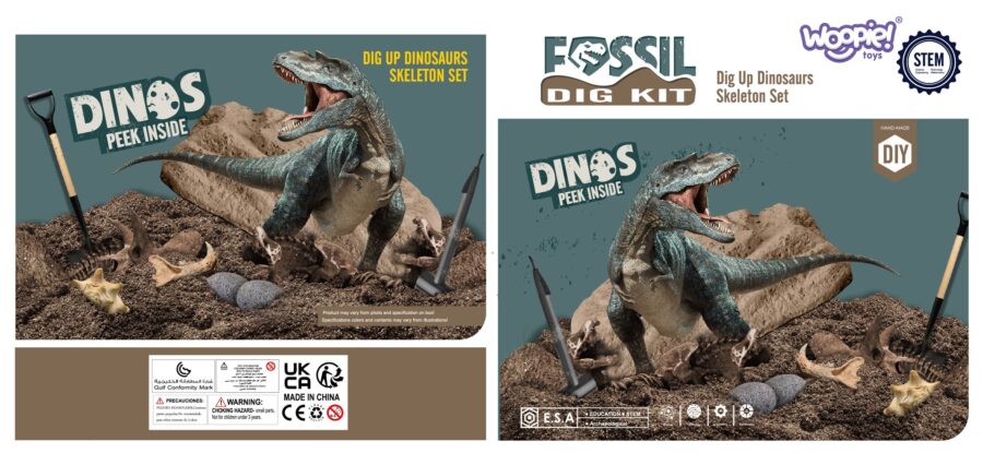 WOOPIE Wykopaliska Dinozaurów 6 Losowych Figurek Szkieletów Dinozaurów