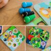 TOOKY TOY Drewniana Gra Zręcznościowa 2w1 Wyciągnij Robaczki dla Dzieci