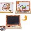 TOOKY TOY Drewniana Tablica Dwustronna Puzzle Układanka Magnetyczna Farma
