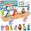 TOOKY TOY Drewniana Układanka Łamigłówki dla Dzieci Noe i Zwierzęta