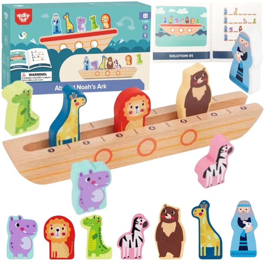TOOKY TOY Drewniana Układanka Łamigłówki dla Dzieci Noe i Zwierzęta