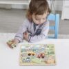 TOOKY TOY Drewniane Interaktywne Puzzle Pojazdy