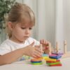 VIGA Drewniane klocki z sorterem kształtów Montessori