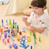 VIGA Klocki Drewniane Edukacyjne Układanka Montesori 141el.