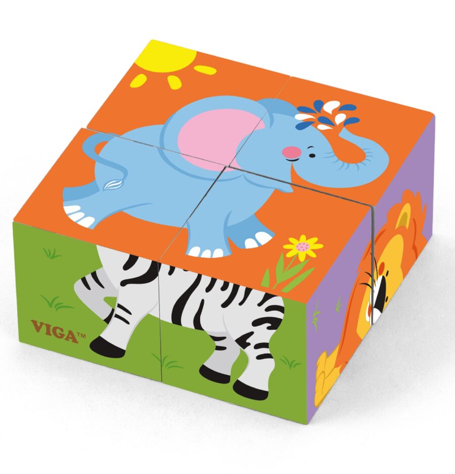 Viga Drewniana układanka Zoo Puzzle  4 klocki