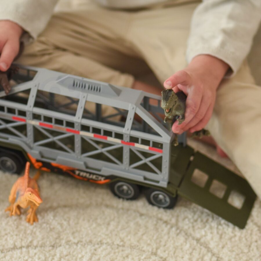 WOOPIE Ciężarówka Transporter Dinozaurów Auto z Dźwiękiem i Światłem
