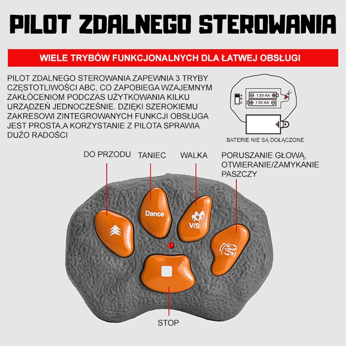 WOOPIE Dinozaur Zdalnie Sterowany RC Robot T-Rex