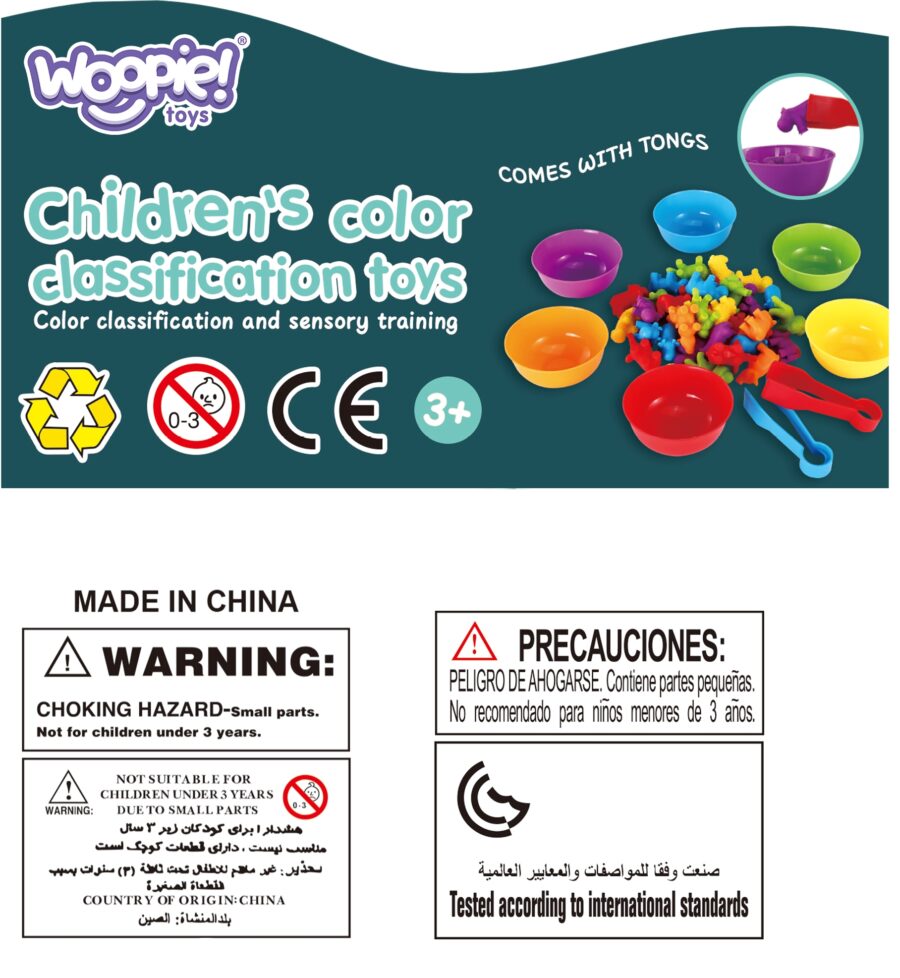 WOOPIE Gra Edukacyjna Montessori Sorter Kolorów Zwierzęta 44 el.
